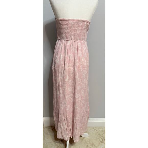 Hollister Strapless Crochet pink maxi dress slit lined Large boho beachy y2k - Picture 6 of 8